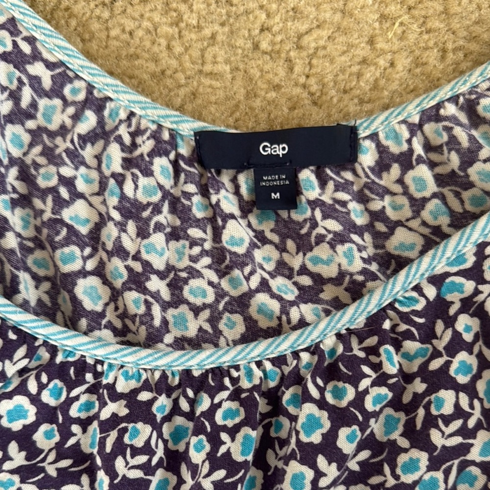 GAP Blue and White Tie Front Camisole Sleeveless Top Medium - Picture 3 of 5